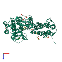 PDB entry 5db0 coloured by chain, top view.