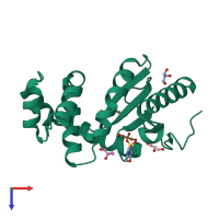 PDB entry 5dch coloured by chain, top view.