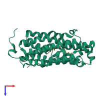 PDB entry 5dco coloured by chain, top view.