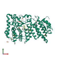 Monomeric assembly 1 of PDB entry 5ddf coloured by chemically distinct molecules, front view.