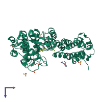 PDB entry 5ddf coloured by chain, top view.