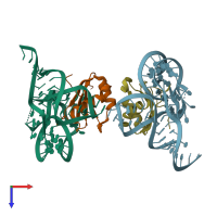 PDB entry 5ddo coloured by chain, top view.