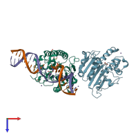 PDB entry 5dg0 coloured by chain, top view.