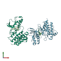 PDB entry 5dg5 coloured by chain, front view.