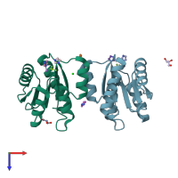 PDB entry 5dgc coloured by chain, top view.