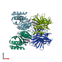 PDB entry 5dhu coloured by chain, front view.