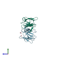 PDB entry 5djo coloured by chain, side view.