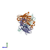 PDB entry 5dmi coloured by chain, side view.