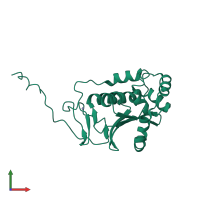 Monomeric assembly 1 of PDB entry 5doe coloured by chemically distinct molecules, front view.