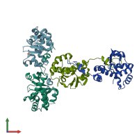 PDB entry 5dor coloured by chain, front view.