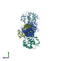PDB entry 5dor coloured by chain, side view.