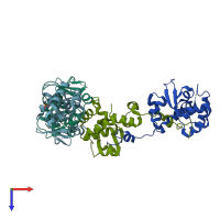 PDB entry 5dor coloured by chain, top view.