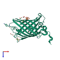 PDB entry 5dpg coloured by chain, top view.