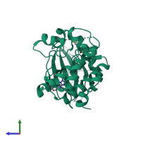 PDB entry 5dpv coloured by chain, side view.
