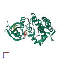 PDB entry 5dr2 coloured by chain, top view.