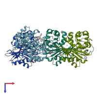 PDB entry 5dtk coloured by chain, top view.