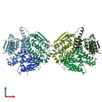 PDB entry 5dtw coloured by chain, front view.