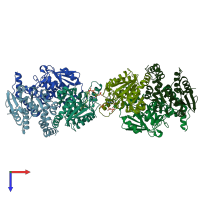 PDB entry 5dtw coloured by chain, top view.