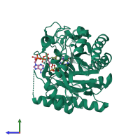 PDB entry 5dxy coloured by chain, side view.