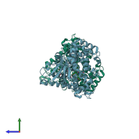 PDB entry 5dyz coloured by chain, side view.