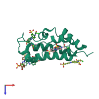 PDB entry 5e0r coloured by chain, top view.