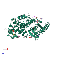 PDB entry 5e43 coloured by chain, top view.