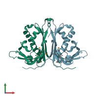PDB entry 5e46 coloured by chain, front view.