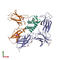 PDB entry 5e4e coloured by chain, front view.