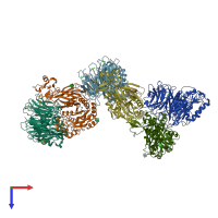 PDB entry 5e6s coloured by chain, top view.