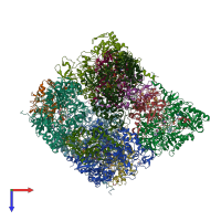 PDB entry 5e7o coloured by chain, top view.