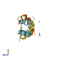 PDB entry 5e7w coloured by chain, side view.