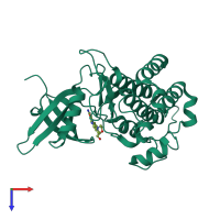 PDB entry 5e90 coloured by chain, top view.