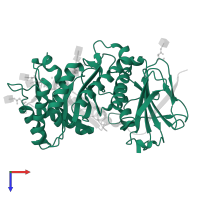 Heparanase 50 kDa subunit in PDB entry 5e97, assembly 1, top view.