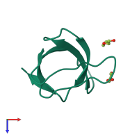 Monomeric assembly 1 of PDB entry 5ec7 coloured by chemically distinct molecules, top view.