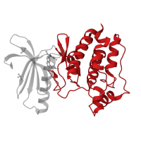 The deposited structure of PDB entry 5ei6 contains 1 copy of CATH domain 1.10.510.10 (Transferase(Phosphotransferase); domain 1) in Dual specificity protein kinase TTK. Showing 1 copy in chain A.