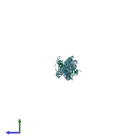 PDB entry 5eiu coloured by chain, side view.