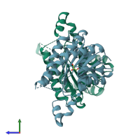 PDB entry 5end coloured by chain, side view.