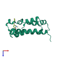 Monomeric assembly 1 of PDB entry 5ep7 coloured by chemically distinct molecules, top view.