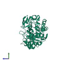 PDB entry 5epd coloured by chain, side view.