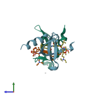 PDB entry 5epl coloured by chain, side view.