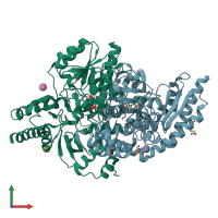 PDB entry 5eqc coloured by chain, front view.