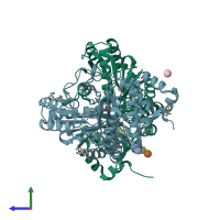 PDB entry 5eqc coloured by chain, side view.