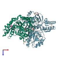PDB entry 5eqc coloured by chain, top view.