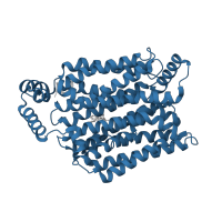 The deposited structure of PDB entry 5eqg contains 1 copy of Pfam domain PF00083 (Sugar (and other) transporter) in Solute carrier family 2, facilitated glucose transporter member 1. Showing 1 copy in chain A.