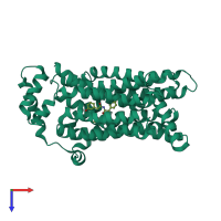 PDB entry 5eqg coloured by chain, top view.