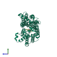 PDB entry 5eqi coloured by chain, side view.