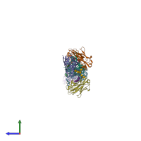 PDB entry 5esz coloured by chain, side view.