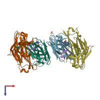 PDB entry 5etu coloured by chain, top view.