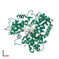 PDB entry 5ex8 coloured by chain, front view.