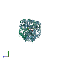 PDB entry 5exw coloured by chain, side view.